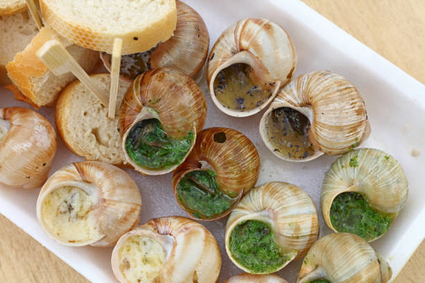 istock Close up portion of cooked escargot snails 998688498