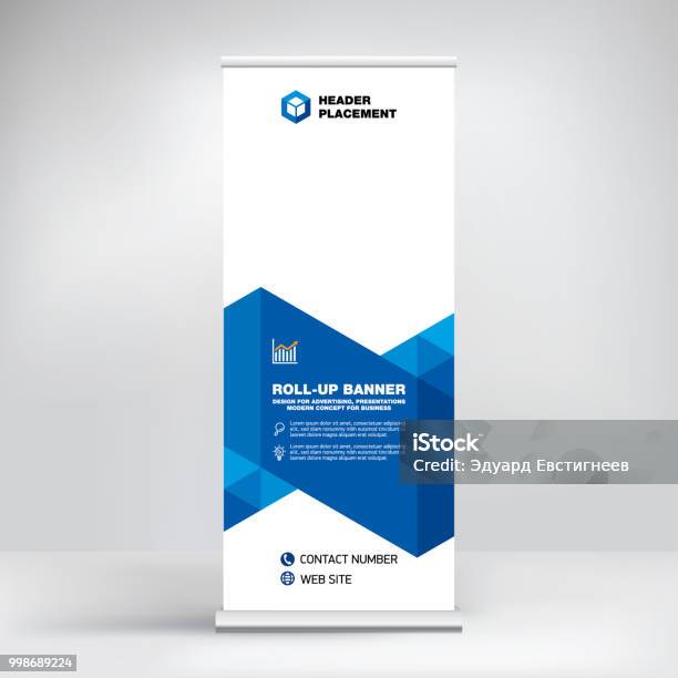 Modern Design Of Rollup Advertising Stand Banner Template For The Exhibition Creative Geometric Background For Photo And Text Placement Stock Illustration - Download Image Now