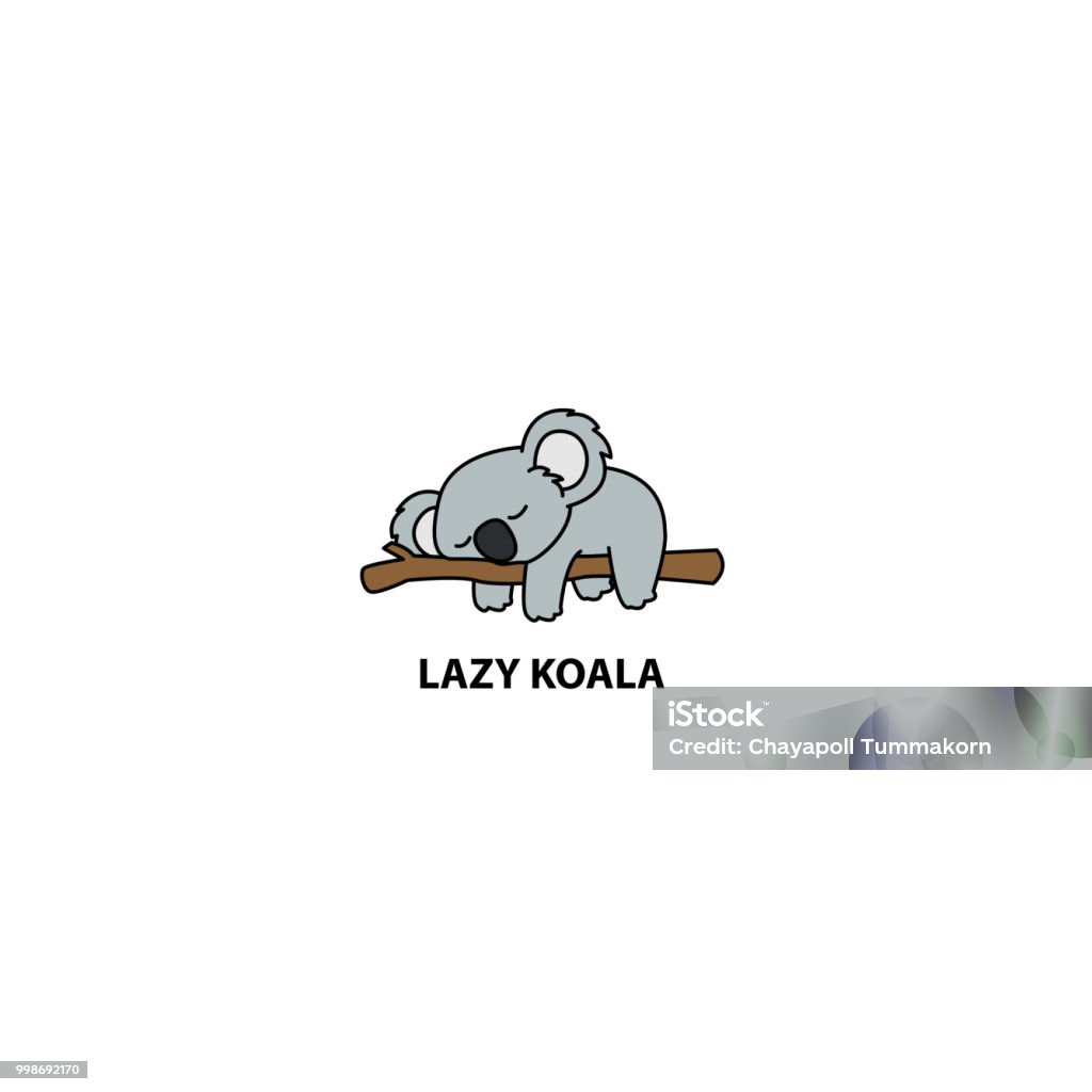 Lazy koala sleeping on a branch cartoon, vector illustration Koala stock vector