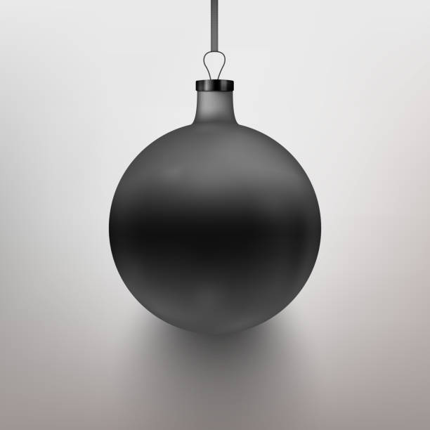 istock Vector illustration realistic black Christmas toy, ball. Gray background. 998698924