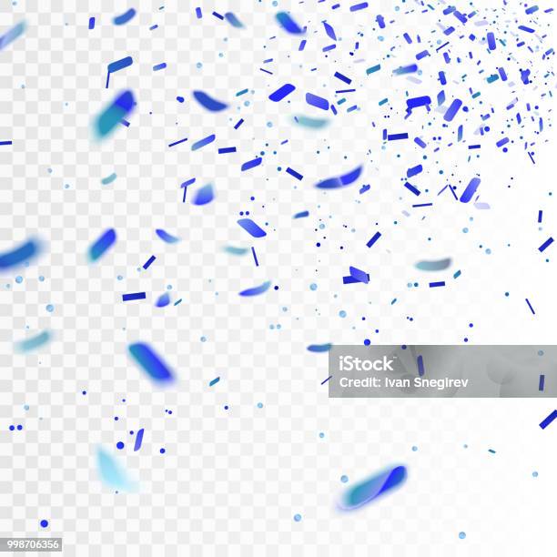 Stock Vector Illustration Realistic Dark Blue Confetti Glitters Isolated On A Transparent Checkered Background Festive Background Holiday Decorative Tinsel Element For Design Eps 10 Stock Illustration - Download Image Now