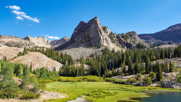 little cottonwood canyon in salt lake city, utah, usa - mountain range utah sky mountain stock-fotos und bilder