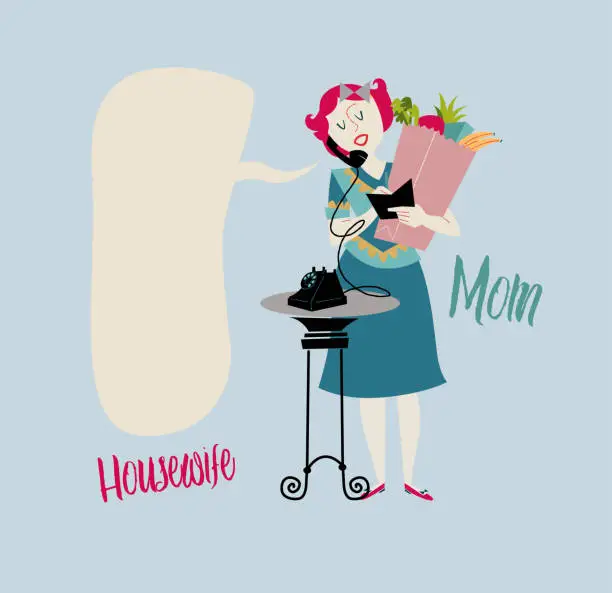 Vector illustration of Multi task housewife