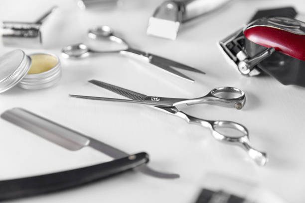 istock Men's Grooming Tools. Barber Equipment And Supplies On White 998726128
