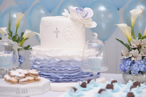 cake for catholic baptism with a cross