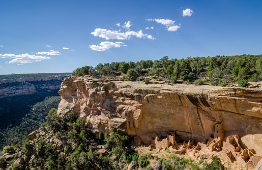 Ruins of ancient civilization at world famous Mesa Verde National park in Colorado, USA.