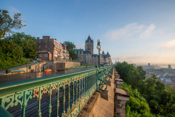 Old Quebec City A view of Old Quebec City, whose walled fortified historic district is a UNESCO World Heritage Site. chateau frontenac hotel stock pictures, royalty-free photos & images