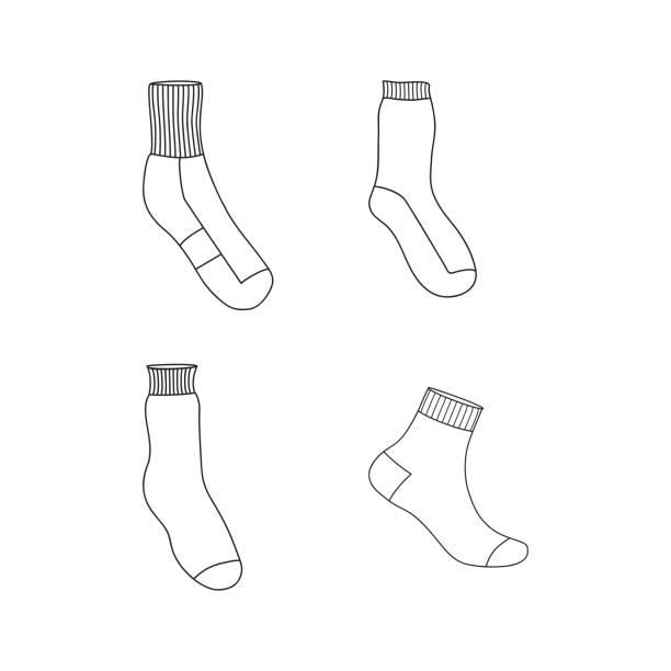 Outline Sketch Socks simple vector design icon set hot male drawing stock illustrations