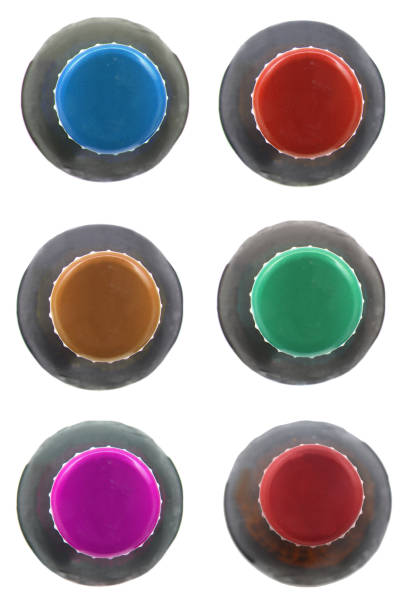 bottle beer with colorful caps