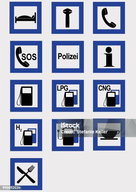 Collection Signs Stock Illustration - Download Image Now - Germany, Road Sign, Roadside Assistance