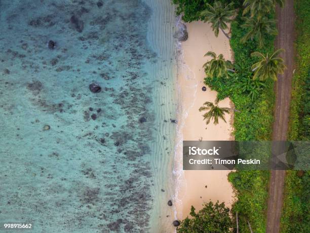 Aerial View Of An Empty Tropical Beach Stock Photo - Download Image Now - Fiji, South Pacific Ocean, Aerial View