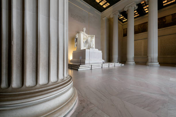 The Lincoln Memorial indoors at Sunrise on the National Mall in Washington DC