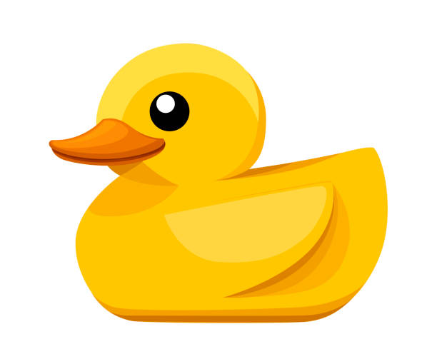 ilustraciones, imágenes clip art, dibujos animados e iconos de stock de pato de goma amarillo. patito lindo de la historieta para el baño. ilustración de vector plano aislado sobre fondo blanco - rubber duck