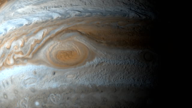 The Great Red Spot in planet Jupiter rotating