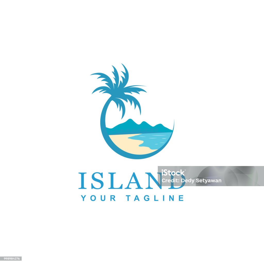 beach and island icon design vector design of circular beach Logo stock vector