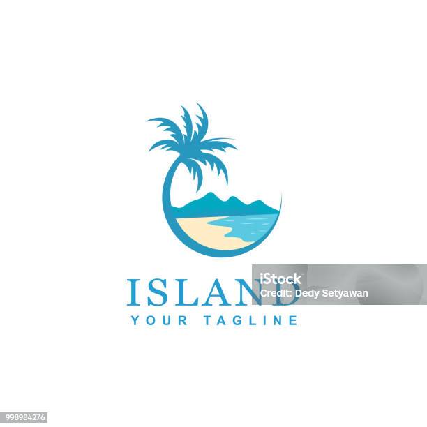 Beach And Island Icon Design Stock Illustration - Download Image Now - Logo, Palm Tree, Beach
