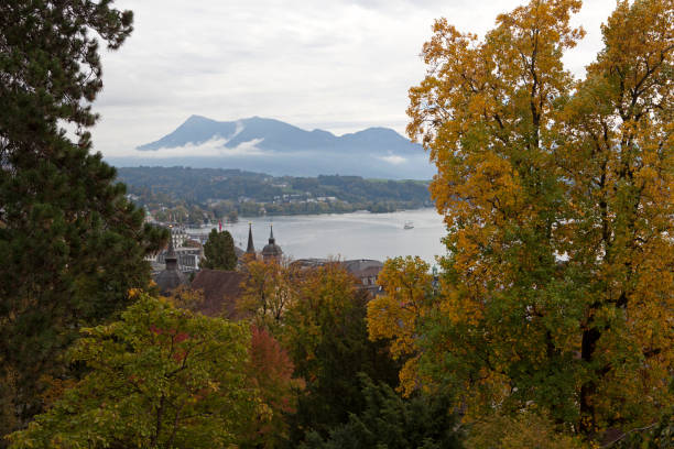 Overlook from Musegg Wall, Luzern, Switzerland stock photo