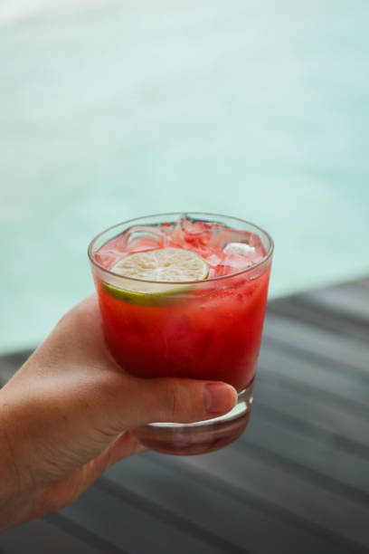 red cocktail by the sea