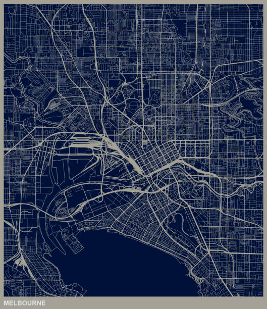 mapa struktury miasta melbourne - melbourne stock illustrations