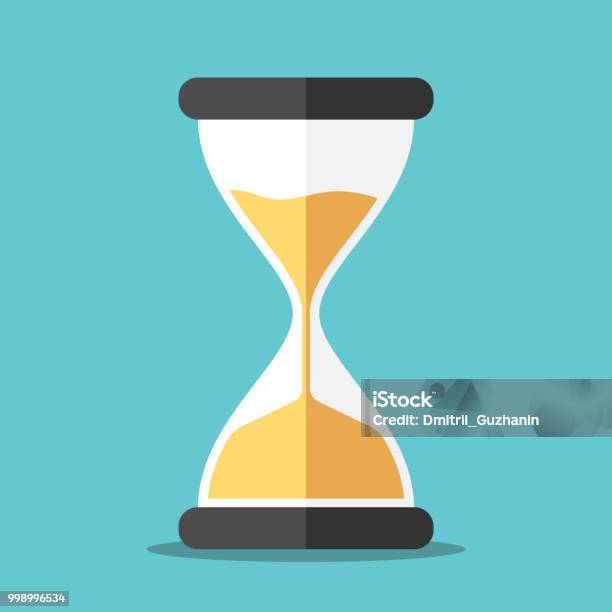 Sand Glass On Blue Stock Illustration - Download Image Now - Hourglass, Illustration, Vector