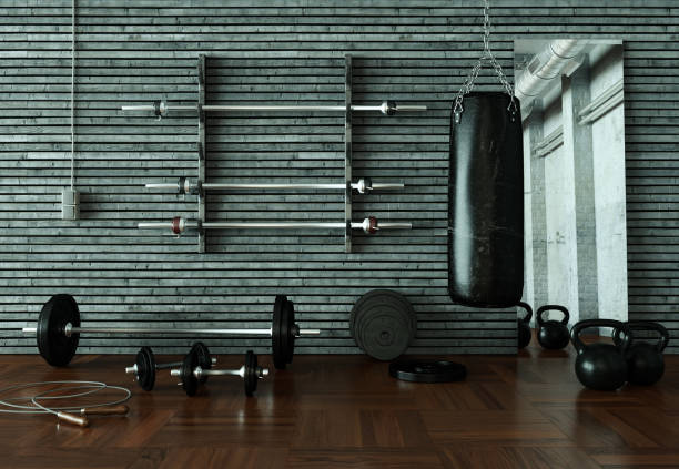 istock Workout Room with different Weight Lifting Equipment dumbbell, barbell, kettlebell 998996930