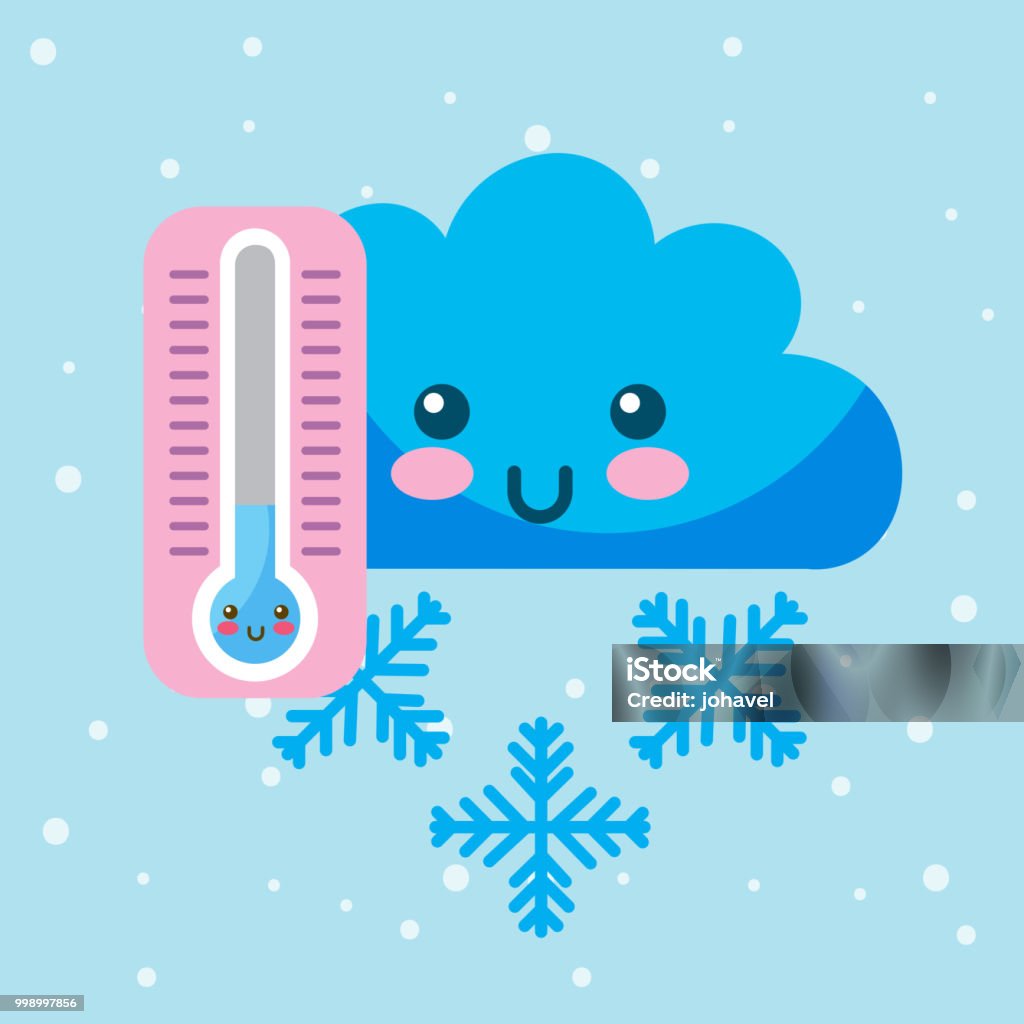 de Kawaii Termómetro Frío Copo De Nieve Invierno Dibujos Animados y más Vectores Libres de Derechos de Adorno de navidad - iStock