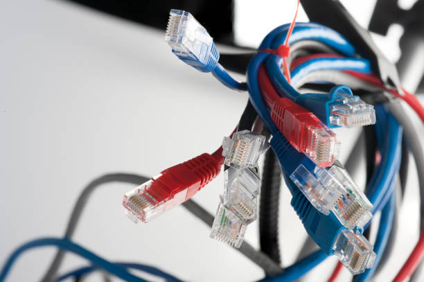 istock Network cables RG-45 Network connection Connectors close-up 999001766