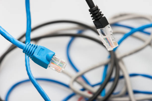 istock Network cables RG-45 Network connection Connectors close-up 999004538
