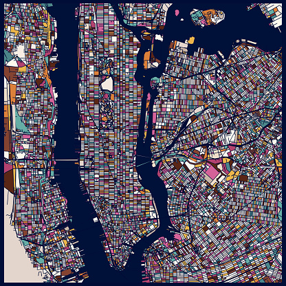 art illustration style New York city map