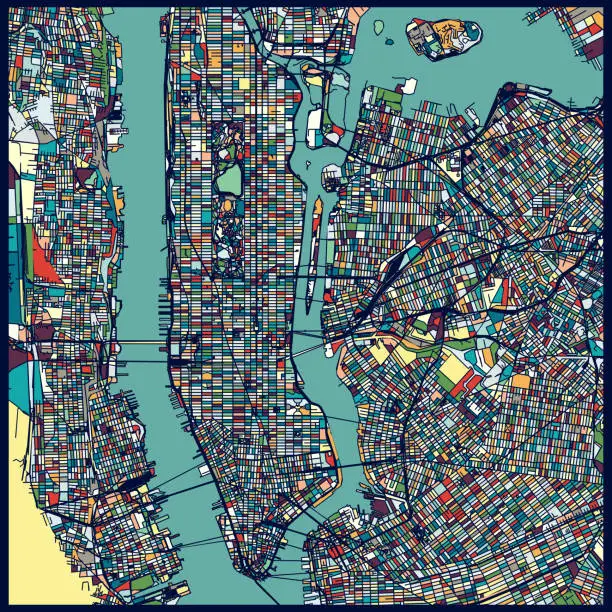 Vector illustration of Manhattan area art map
