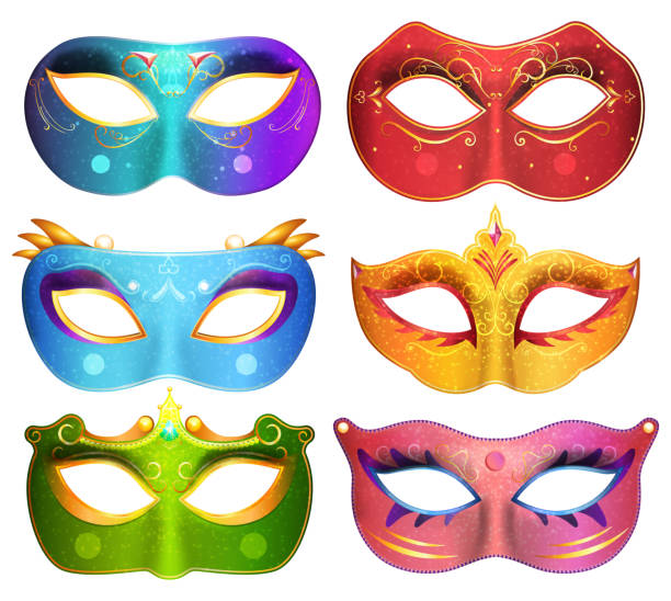 istock Face masks collection for masquerade party carnival masks illustration 999022976
