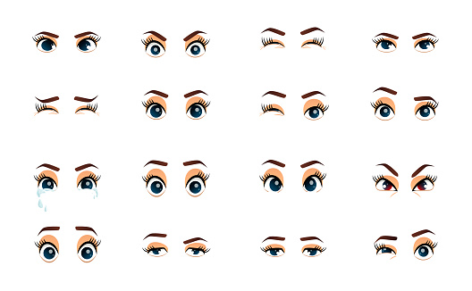 Ilustración de Dibujos Animados De Ojos De Mujer Ojos De Colores Vector  Closeup Las Cejas Y Los Ojos De La Mujer Mujer Imagen De Colección Ojos De  Emociones Ilustración y más Vectores