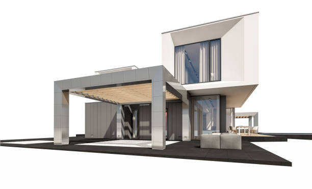 istock 3d rendering of modern cozy house isolated on white. 999073952