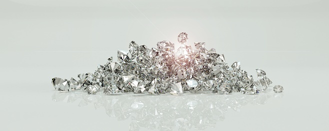 Group of diamonds on a white background 3d Illustration