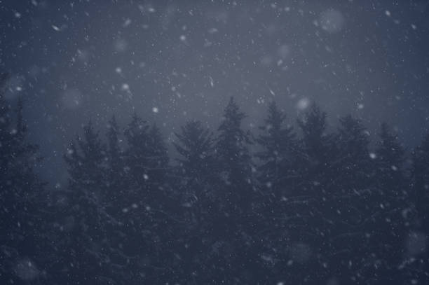 istock Snowfall in foggy night 999077510