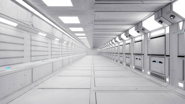 istock 3d Render. Futuristic interior design for movie or background 999087338