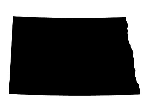 Vector illustration of Black Map of North Dakota