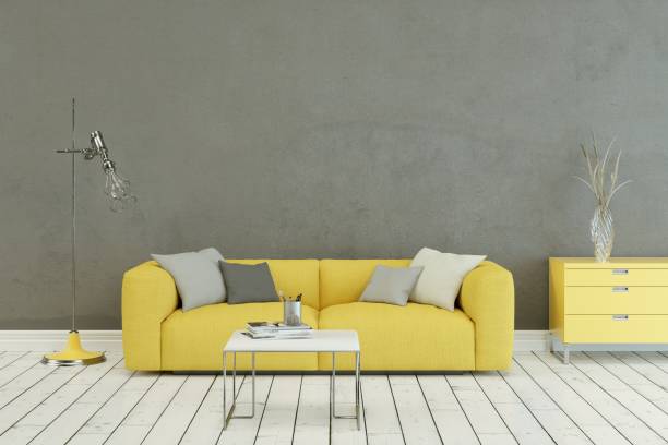 istock yellow sofa in modern scandinavian design 999102234