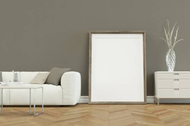 istock White sofa in modern scandinavian design with grey wall 999105144
