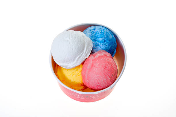 Colorful Ice Cream balls close up in paper cup