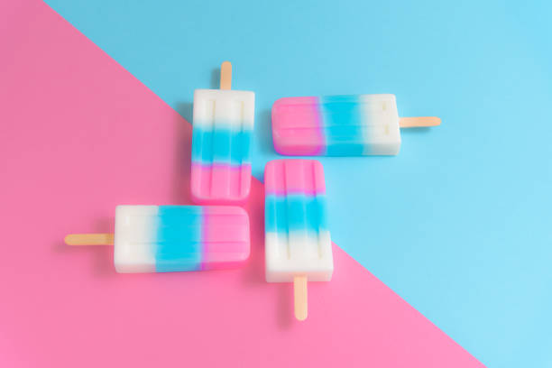 istock Fruit Ice cream stick , popsicle , ice pop or freezer pop with copyspace on blue and pink pastel background or texture 999105170