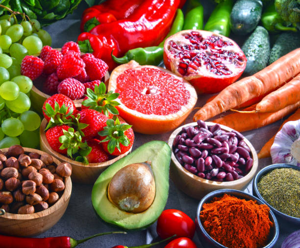 istock Composition with fresh vegetarian grocery products 999112118