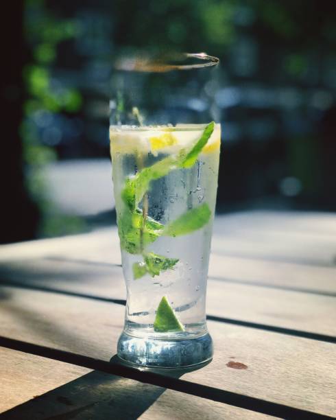 Glass of water with lemon, mint and lime