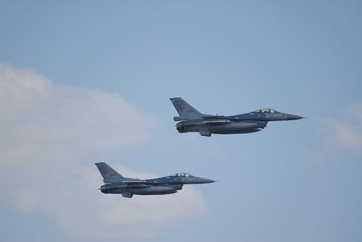 F-16 Fighting Falcons of Turkish Air Force at the close air support task of the Anatolian Phoenix CSAR Exercise at Konya