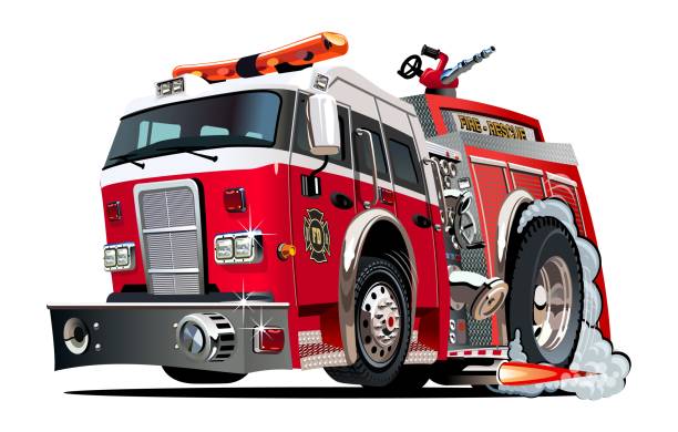 ベク��トル漫画 firetruck - truck automobile industry car cartoon点のイラスト素材／クリップアート素材／マンガ素材／アイコン素材