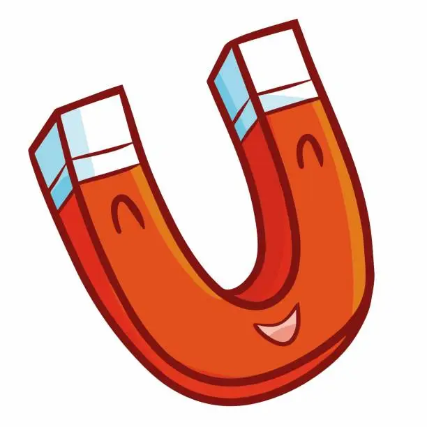 Vector illustration of funny red magnet smiling