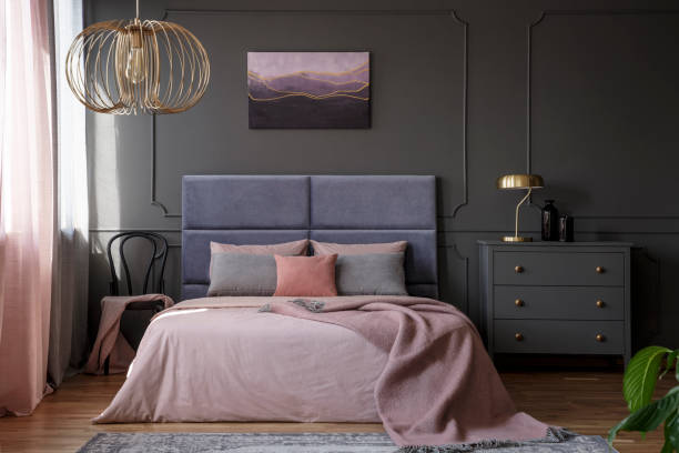 istock Elegant pastel bedroom interior 999123858