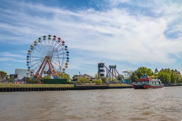 Ferris Wheel and amusement park in Lujan River - Tigre, Buenos Aires, Argentina