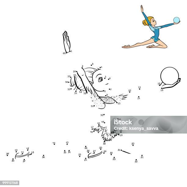 Numbers Game The Gymnast With A Ball Stock Illustration - Download Image Now - Adult, Athlete, Black And White