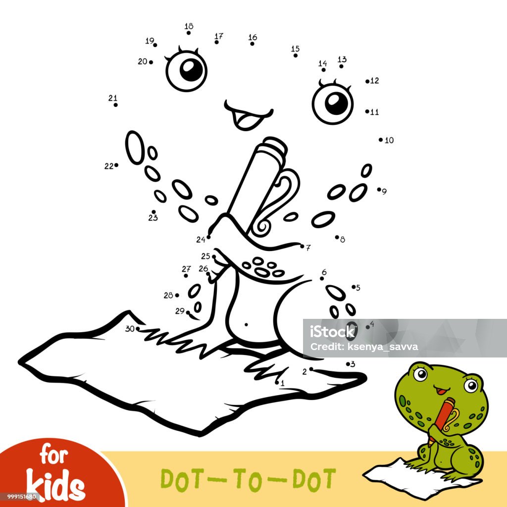 Numbers game, education game for children, Frog Numbers game, education dot to dot game for children, Frog Amphibian stock vector